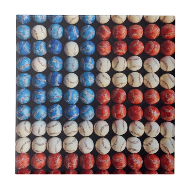 Baseball American Flag Tile (Front)