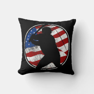 Baseball American Flag - Vintage Baseball  Cushion