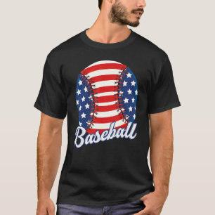 Baseball American USA flag Patriotic Retro Basebal T-Shirt