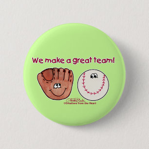 Baseball and Baseball Glove Team 6 Cm Round Badge