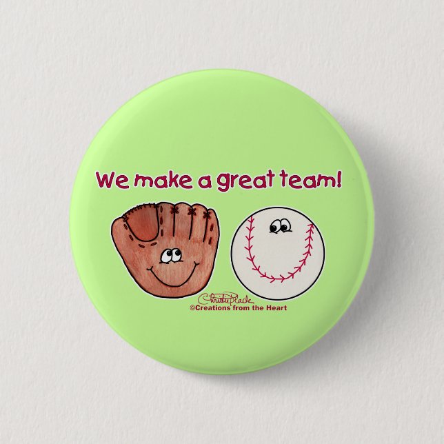 Baseball and Baseball Glove Team 6 Cm Round Badge (Front)