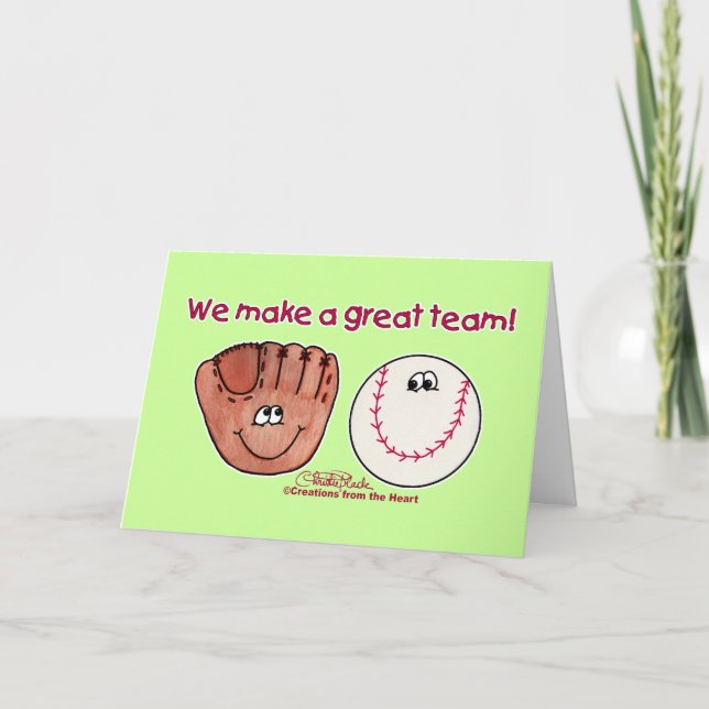 Baseball and Baseball Glove Team Card (Front)