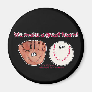 Baseball and Baseball Glove Team Magnet