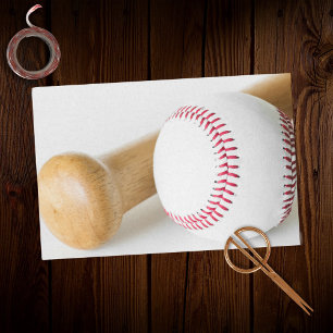 Baseball and Bat Close Up Photo Tissue Paper