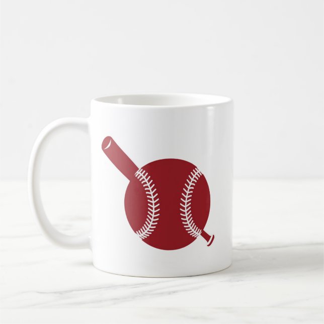 Baseball and Bat Icon Coffee Mug (Left)