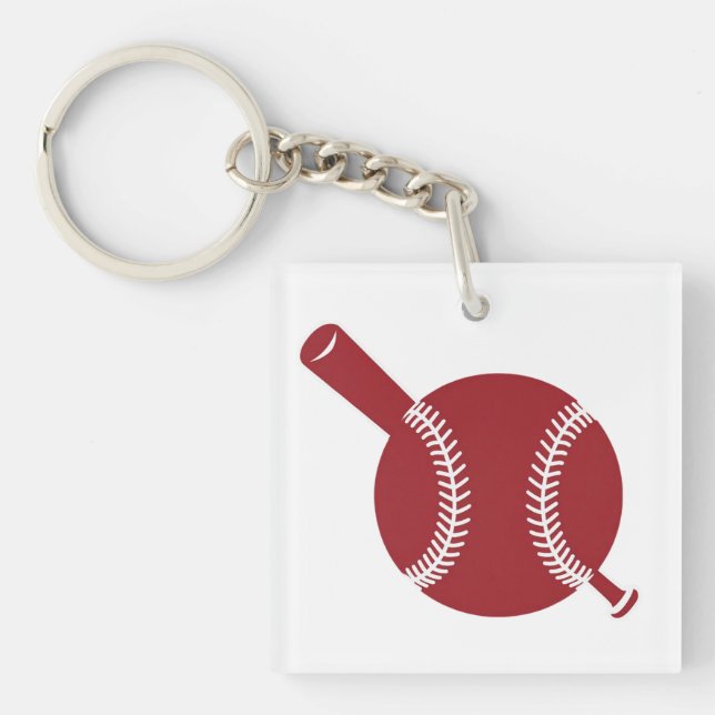 Baseball and Bat Icon Key Ring (Front)