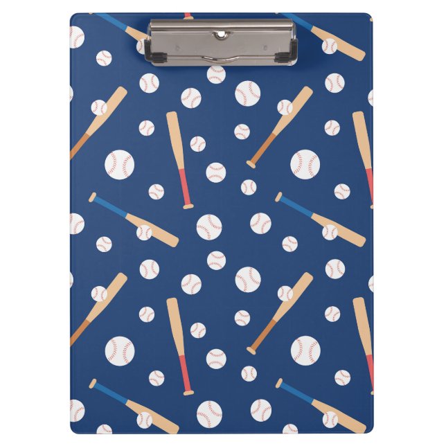 Baseball and Bat Sports Pattern School Clipboard (Front)