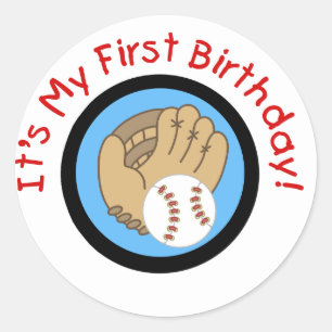 Baseball and Glove 1st Birthday Tshirts and Gifts Classic Round Sticker
