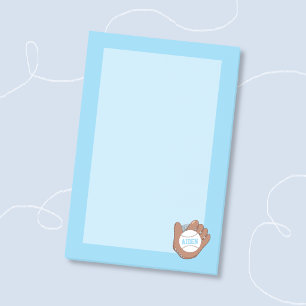 Baseball and Mitt Blue Kid Post-It Notes