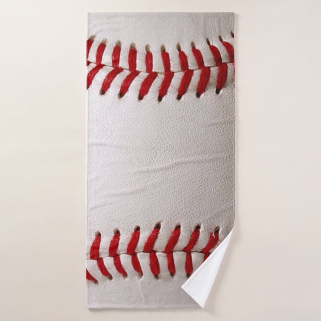 Baseball and Softball Red Stitching Bath Towel (Bath Towel)
