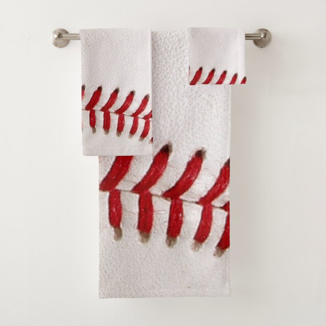 Baseball and Softball Red Stitching Bath Towel Set (Insitu)