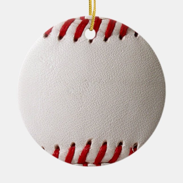Baseball and Softball Red Stitching Ceramic Tree Decoration (Front)