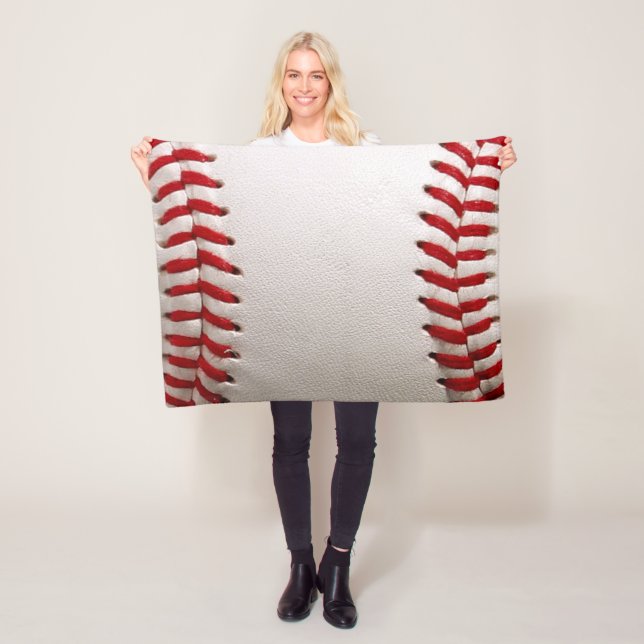 Baseball and Softball Red Stitching Fleece Blanket (In Situ)