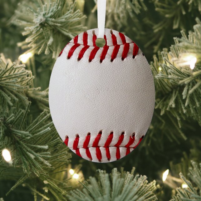Baseball and Softball Red Stitching Metal Tree Decoration (Insitu)