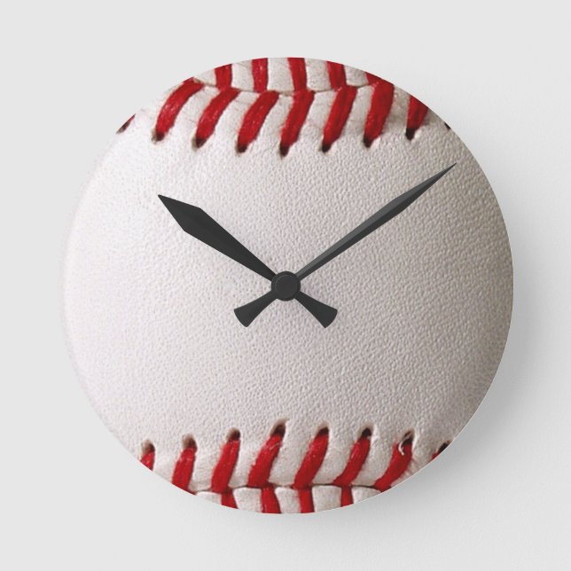 Baseball and Softball Red Stitching Round Clock (Front)