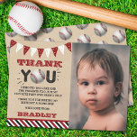 Baseball Any Age Birthday Photo Thank You Card<br><div class="desc">Say thank you in style with these trendy 1st birthday thank you cards. The template wording & photo is easy to personalise and your family and friends will be thrilled when they receive these fabulous thank yous.</div>