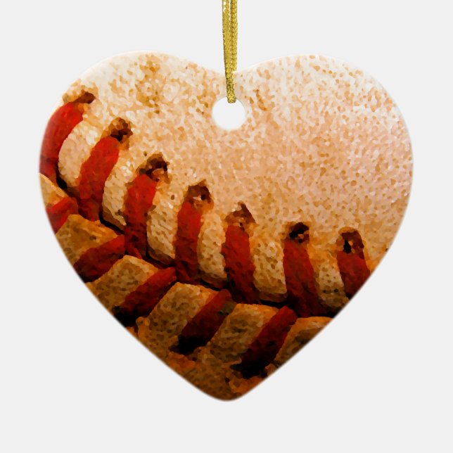Baseball Art Ceramic Tree Decoration (Front)