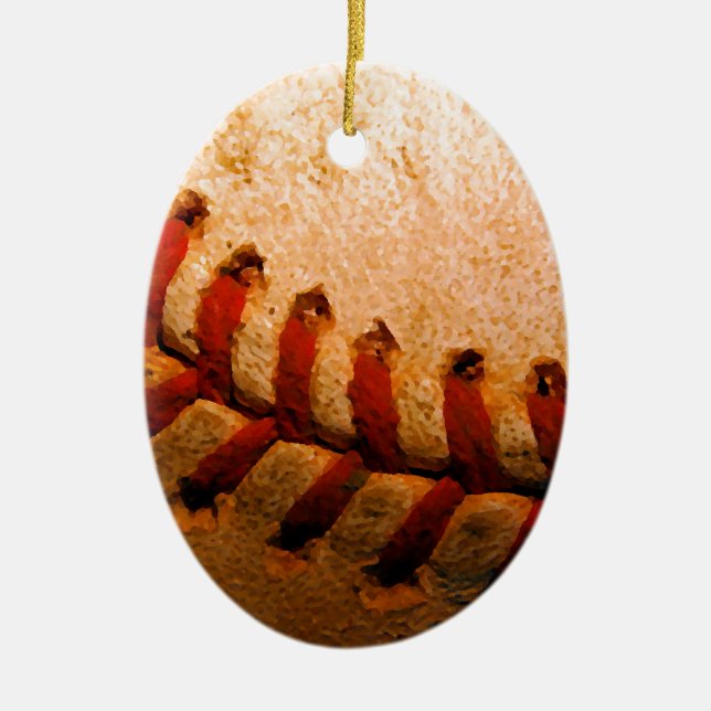 Baseball Art Ceramic Tree Decoration (Front)