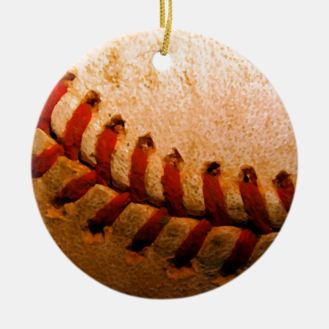 Baseball Art Ceramic Tree Decoration (Front)