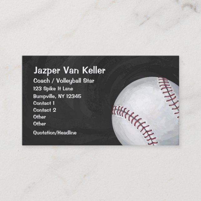 Baseball Art  Front and Back Business Card (Front)