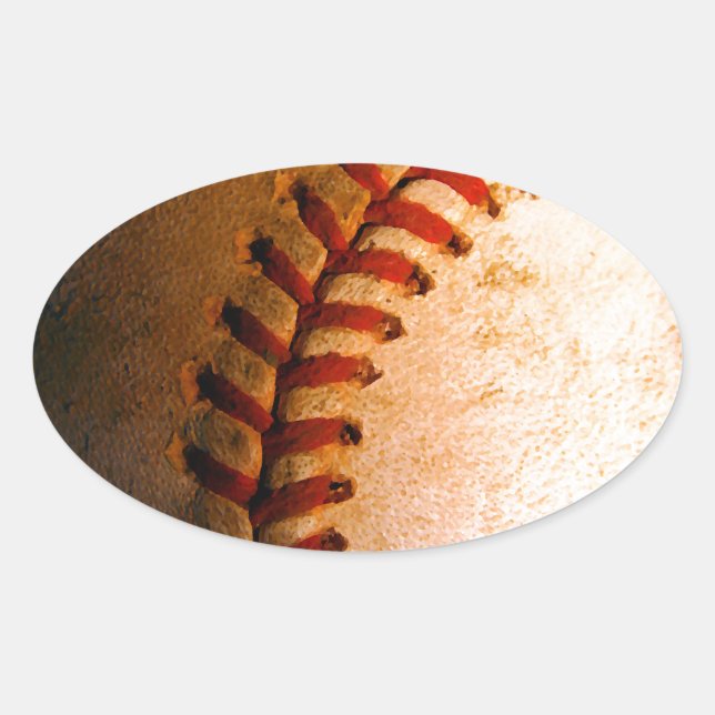 Baseball Art Oval Sticker (Front)