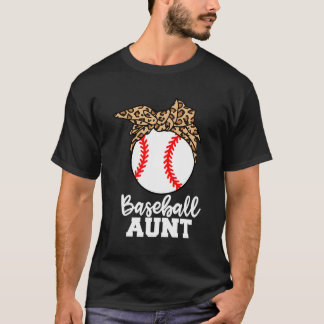 Baseball Aunt Funny Leopard Aunt T-Shirt