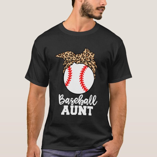 Baseball Aunt Funny Leopard Aunt T-Shirt (Front)
