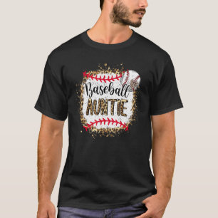 Baseball Auntie Leopard Bleached Mothers Day Game T-Shirt