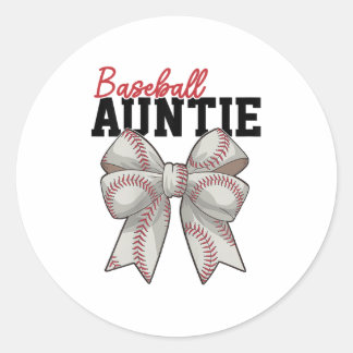 Baseball Auntie Vintage Sport Lover Auntie Mothers Classic Round Sticker
