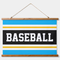BASEBALL Azure Blue Black Yellow White Stripes 