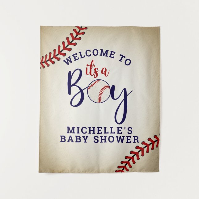 Baseball Baby Shower Backdrop Tapestry (Front)
