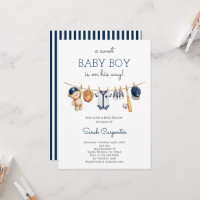 Baseball Baby Shower Boy Invitation