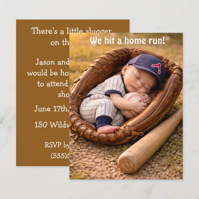 Baseball Baby Shower Digital Download  Invitation (Front/Back)