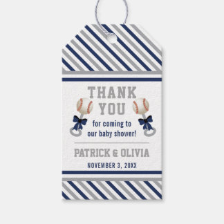 Baseball Baby Shower Favour Tag, Blue, Grey Gift Tags