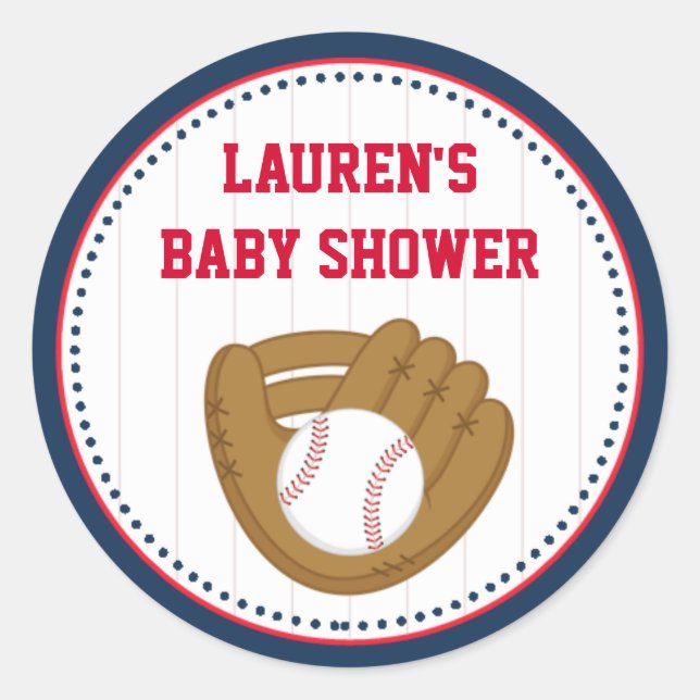 Baseball Baby Shower Favour Tag Stickers (Front)