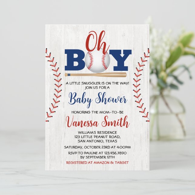 Baseball Baby Shower Invitation (Standing Front)