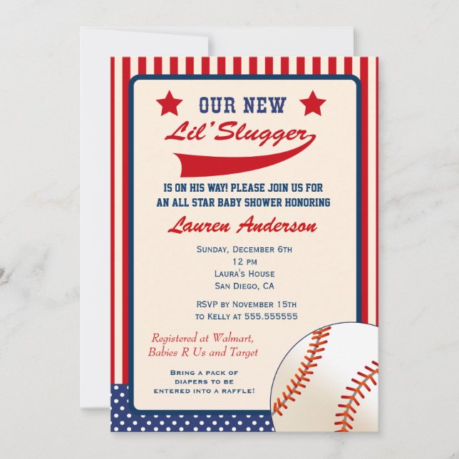 Baseball Baby Shower Invitation (Front)