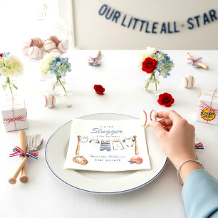 Baseball Baby Shower Napkins for Little Slugger
