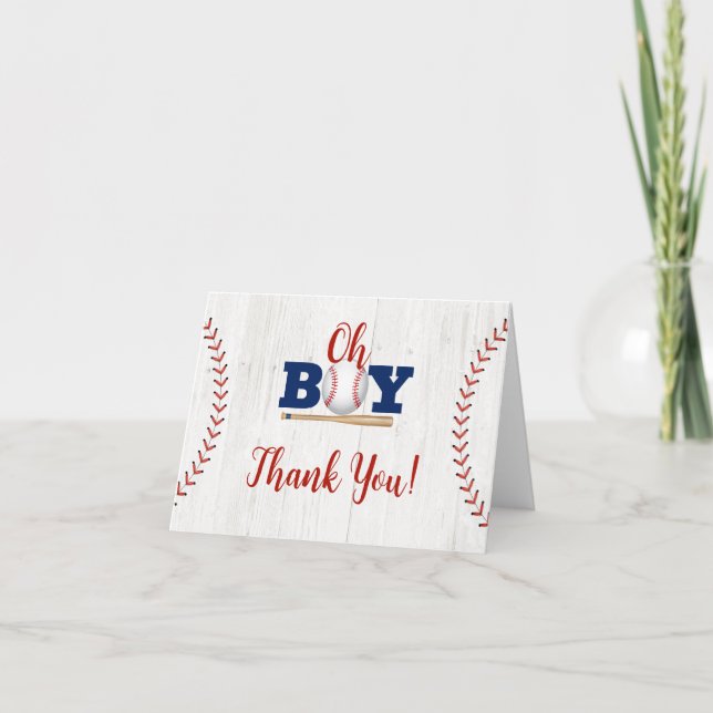 Baseball Baby Shower Thank You Card (Front)