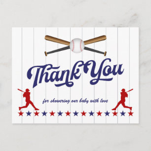Baseball, Baby Shower thank you postcard