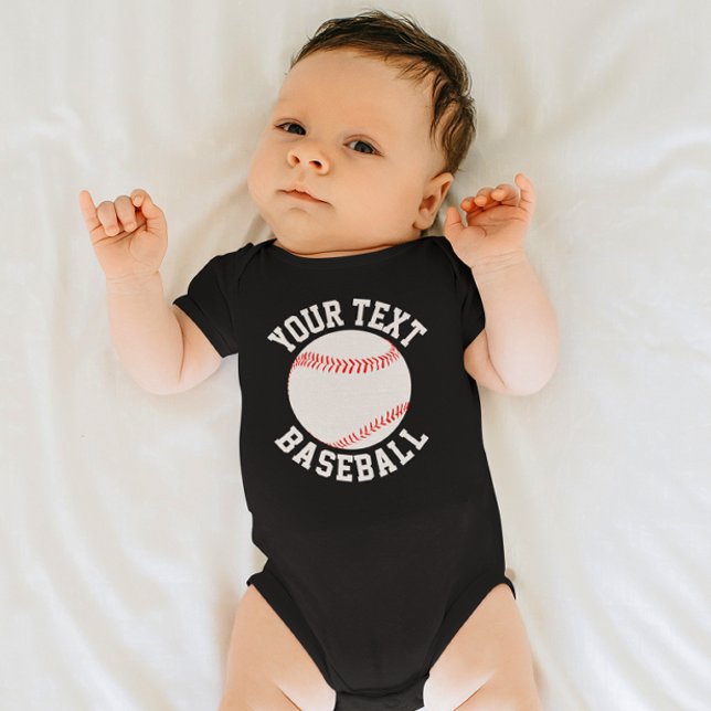 Baseball Baby Team Name, Player Name & Number Bodysuit (Baseball baby bodysuit with custom team name or text)
