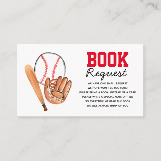 Baseball babyshower book for baby enclosure card (Front)