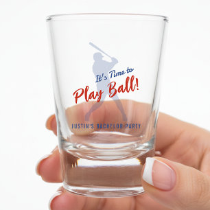 Baseball Bachelor Party It's Time to Play Ball Shot Glass