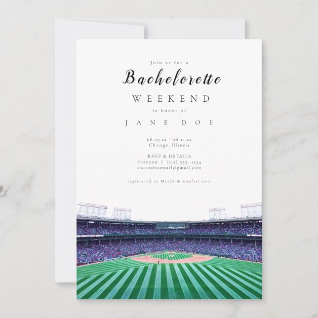 Baseball Bachelorette Party Invitation (Front)