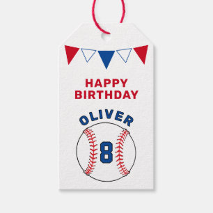 Baseball Ball Bunting Flags Kids Birthday Gift Tags
