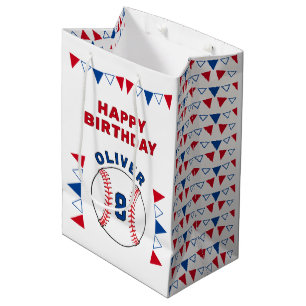 Baseball Ball Bunting Flags Kids Birthday  Medium Gift Bag