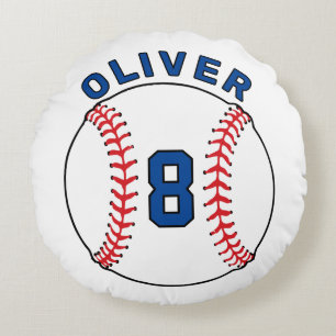 Baseball Ball Bunting Flags Kids Birthday Round Cushion