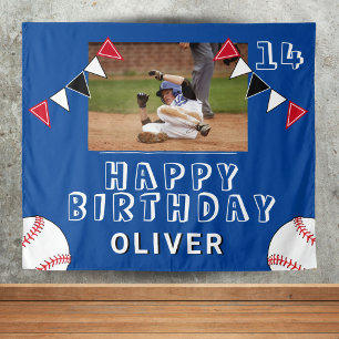 Baseball Ball Bunting Flags Photo Birthday Party Tapestry