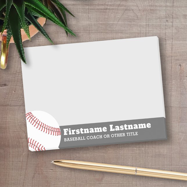 Baseball Ball Coach or Teacher - Modern Drawing Post-it Notes (Personalized Post-It Note - Baseball Theme)