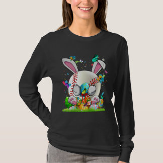 Baseball Ball Egg Bunny Ears Happy Easter Day Men  T-Shirt